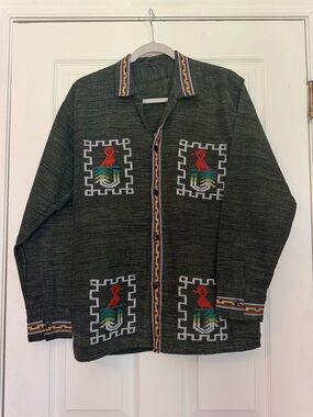 Vintage Guatemalan Quetzal Bird Embroidered Jacket